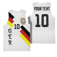 German Football Custom Basketball Jersey Retro Geometric Flag Stripe Heritage Shield Design
