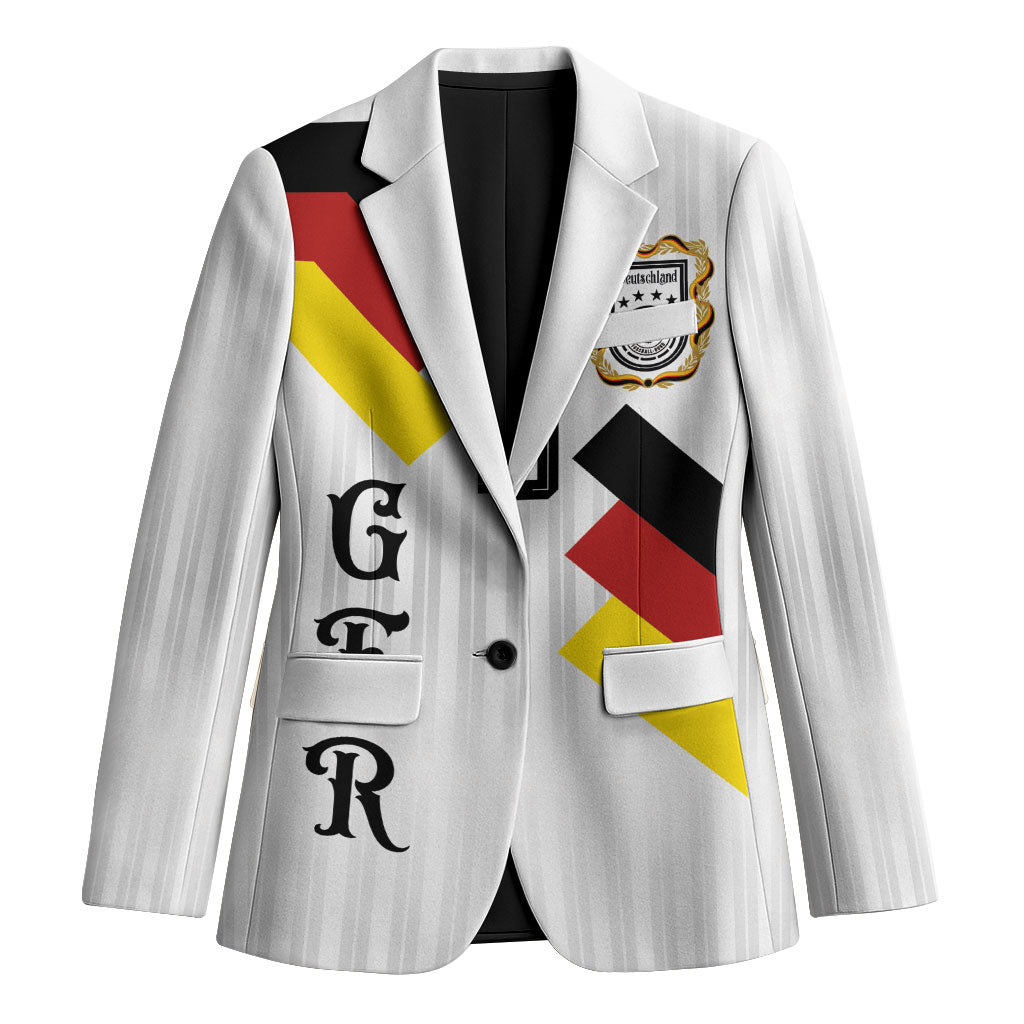 German Football Custom Blazer Retro Geometric Flag Stripe Heritage Shield Design