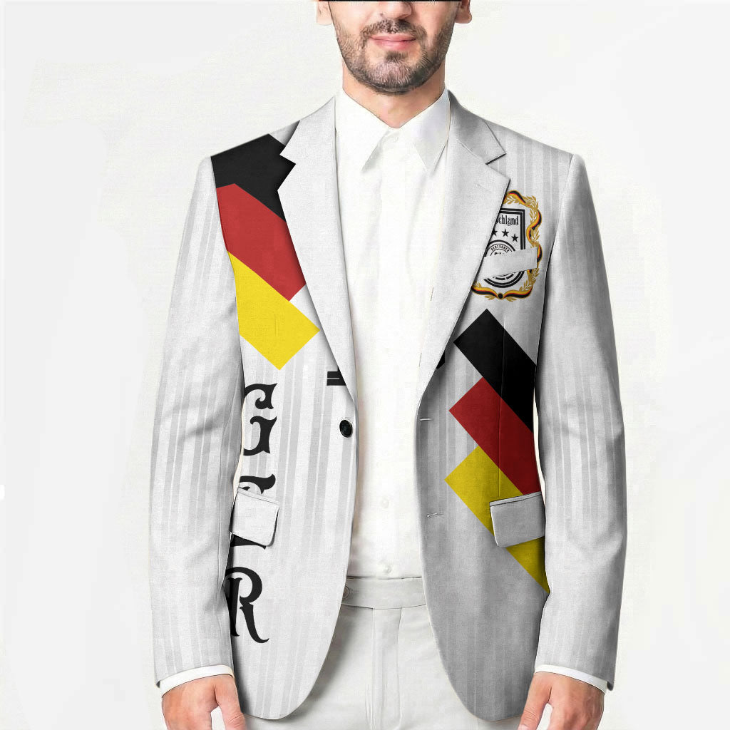 German Football Custom Blazer Retro Geometric Flag Stripe Heritage Shield Design