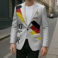 German Football Custom Blazer Retro Geometric Flag Stripe Heritage Shield Design