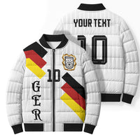 German Football Custom Bomber Puffer Jacket Retro Geometric Flag Stripe Heritage Shield Design