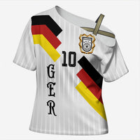 German Football Custom Cross Shoulder Shirt Retro Geometric Flag Stripe Heritage Shield Design