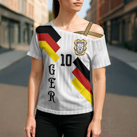 German Football Custom Cross Shoulder Shirt Retro Geometric Flag Stripe Heritage Shield Design