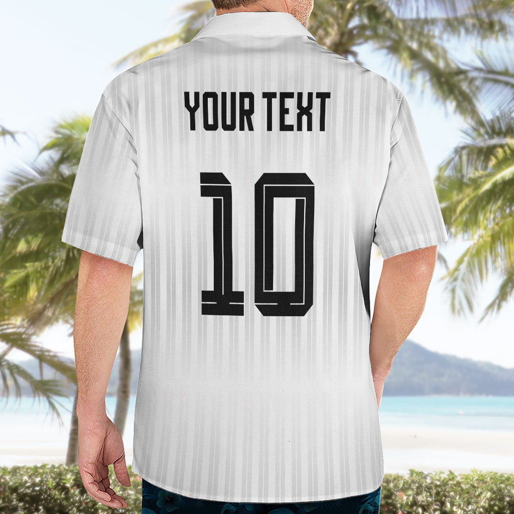 German Football Custom Hawaiian Shirt Retro Geometric Flag Stripe Heritage Shield Design