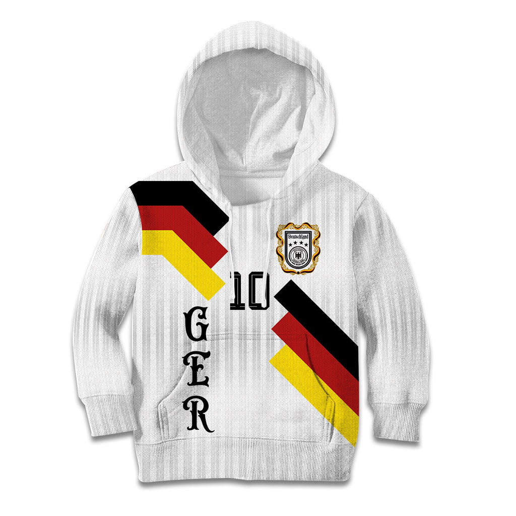 German Football Custom Kid Hoodie Retro Geometric Flag Stripe Heritage Shield Design