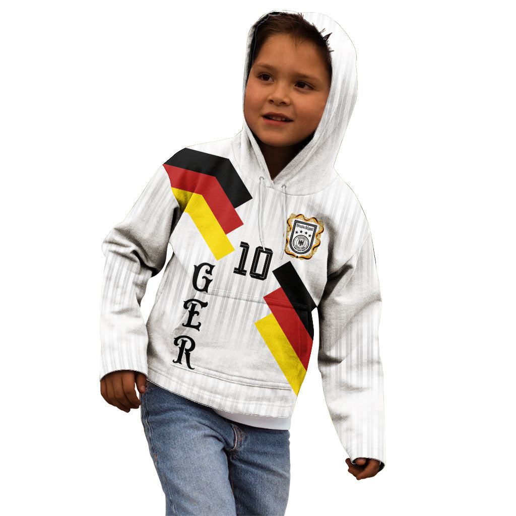 German Football Custom Kid Hoodie Retro Geometric Flag Stripe Heritage Shield Design