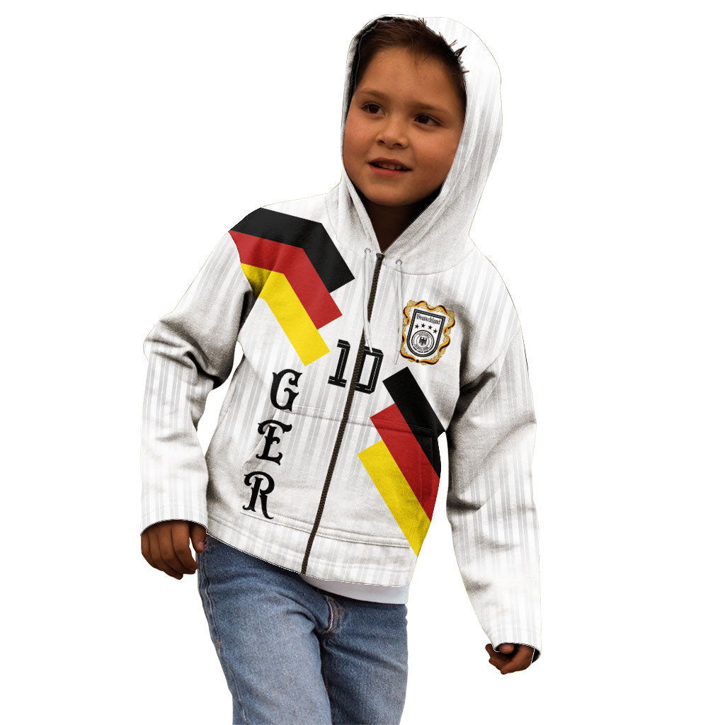 German Football Custom Kid Hoodie Retro Geometric Flag Stripe Heritage Shield Design