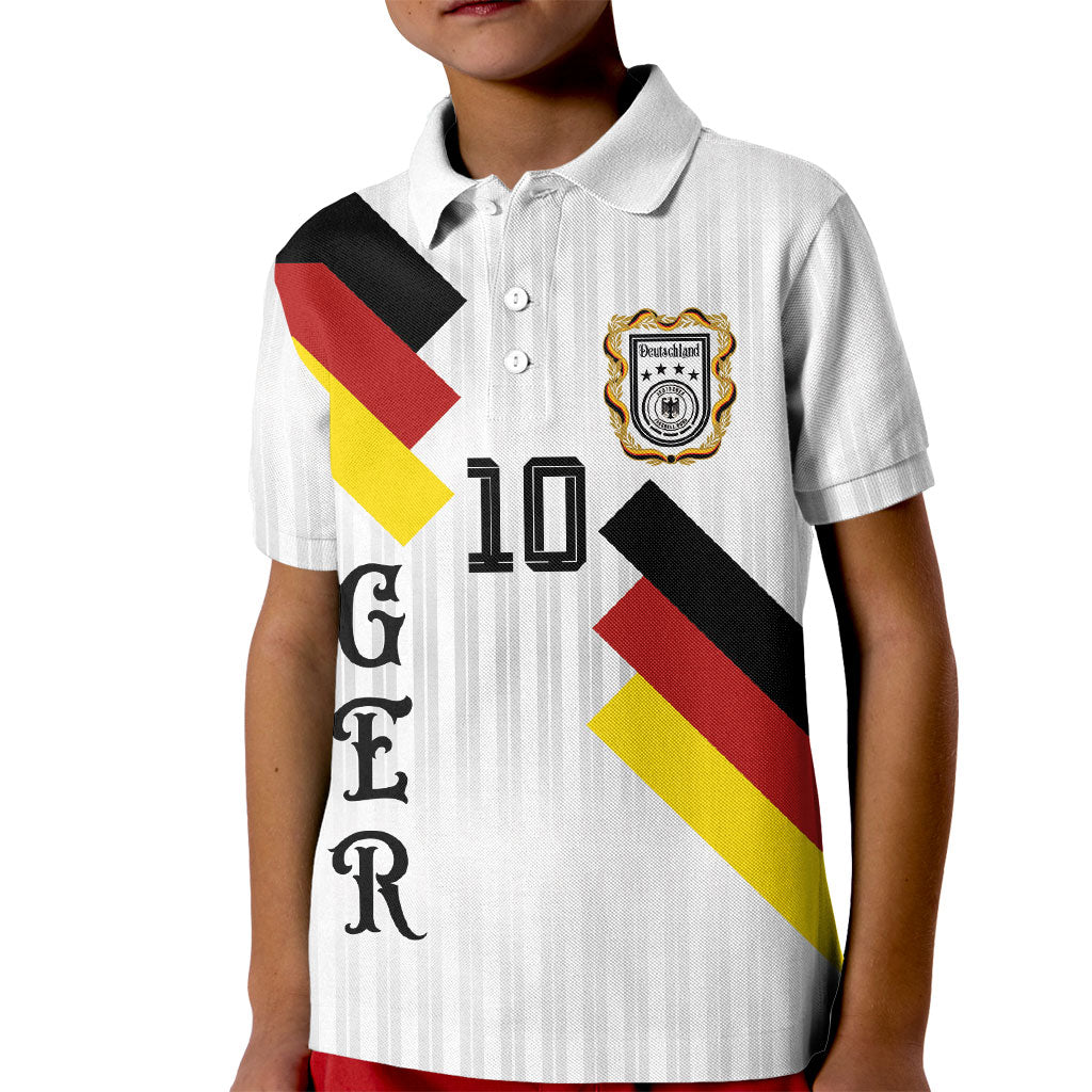 German Football Custom Kid Polo Shirt Retro Geometric Flag Stripe Heritage Shield Design