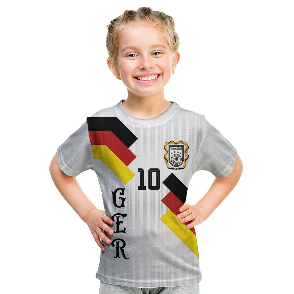 German Football Custom Kid T Shirt Retro Geometric Flag Stripe Heritage Shield Design