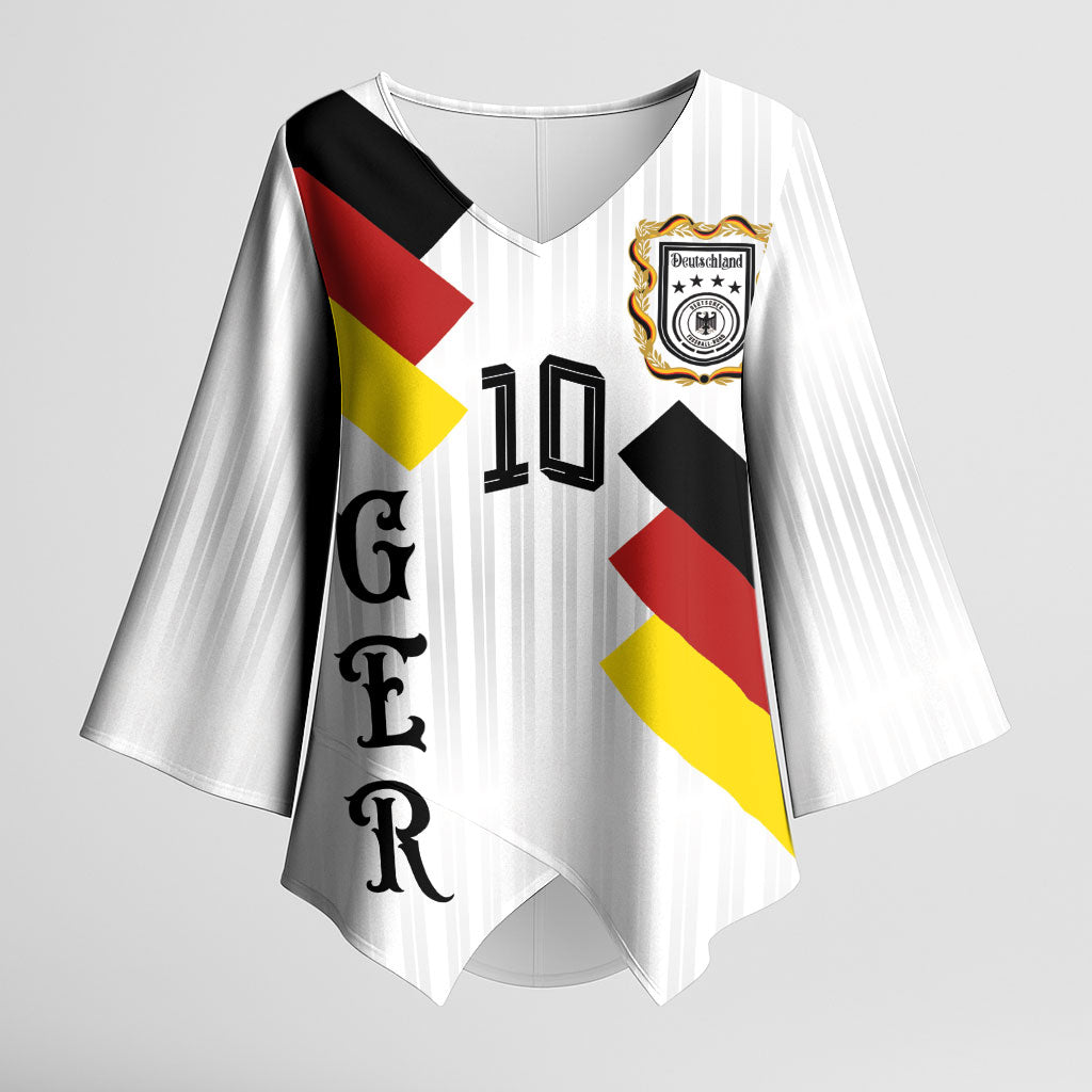 German Football Custom Kimono Sleeve Blouse Retro Geometric Flag Stripe Heritage Shield Design