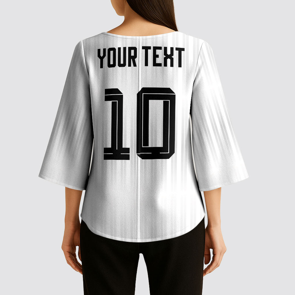 German Football Custom Kimono Sleeve Blouse Retro Geometric Flag Stripe Heritage Shield Design