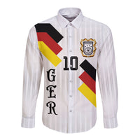 German Football Custom Long Sleeve Button Shirt Retro Geometric Flag Stripe Heritage Shield Design