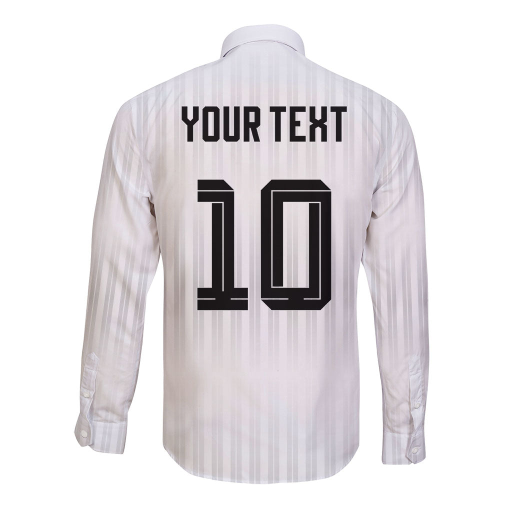 German Football Custom Long Sleeve Button Shirt Retro Geometric Flag Stripe Heritage Shield Design