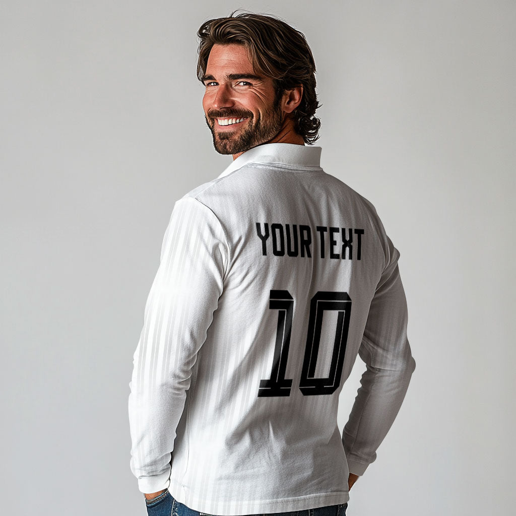 German Football Custom Long Sleeve Polo Shirt Retro Geometric Flag Stripe Heritage Shield Design