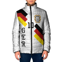 German Football Custom Padded Jacket Retro Geometric Flag Stripe Heritage Shield Design