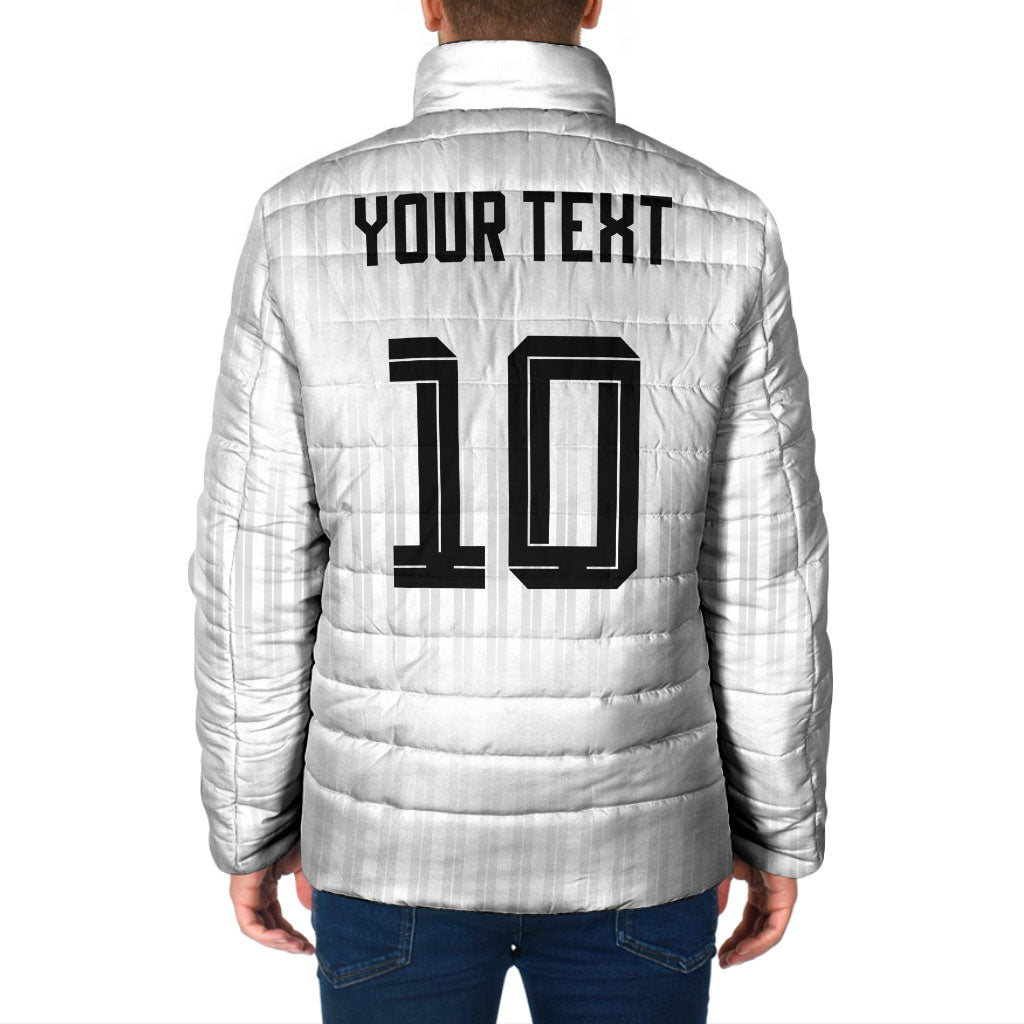 German Football Custom Padded Jacket Retro Geometric Flag Stripe Heritage Shield Design