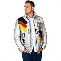 German Football Custom Padded Jacket Retro Geometric Flag Stripe Heritage Shield Design