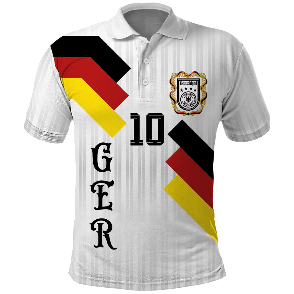 German Football Custom Polo Shirt Retro Geometric Flag Stripe Heritage Shield Design