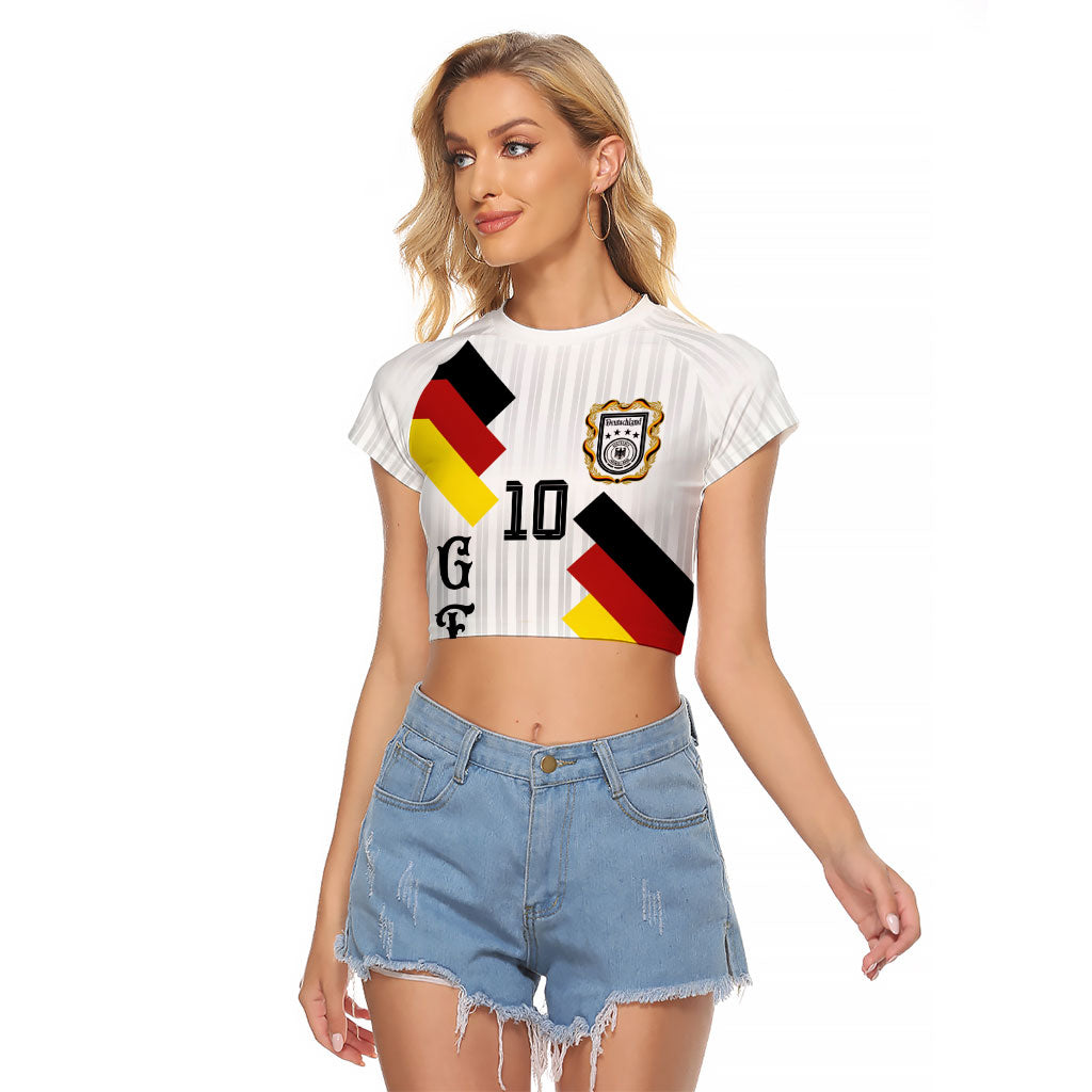 German Football Custom Raglan Cropped T Shirt Retro Geometric Flag Stripe Heritage Shield Design