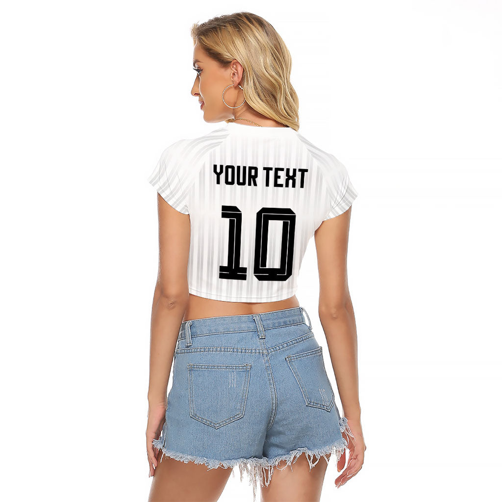 German Football Custom Raglan Cropped T Shirt Retro Geometric Flag Stripe Heritage Shield Design