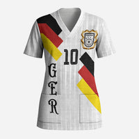 German Football Custom Scrub Top Retro Geometric Flag Stripe Heritage Shield Design