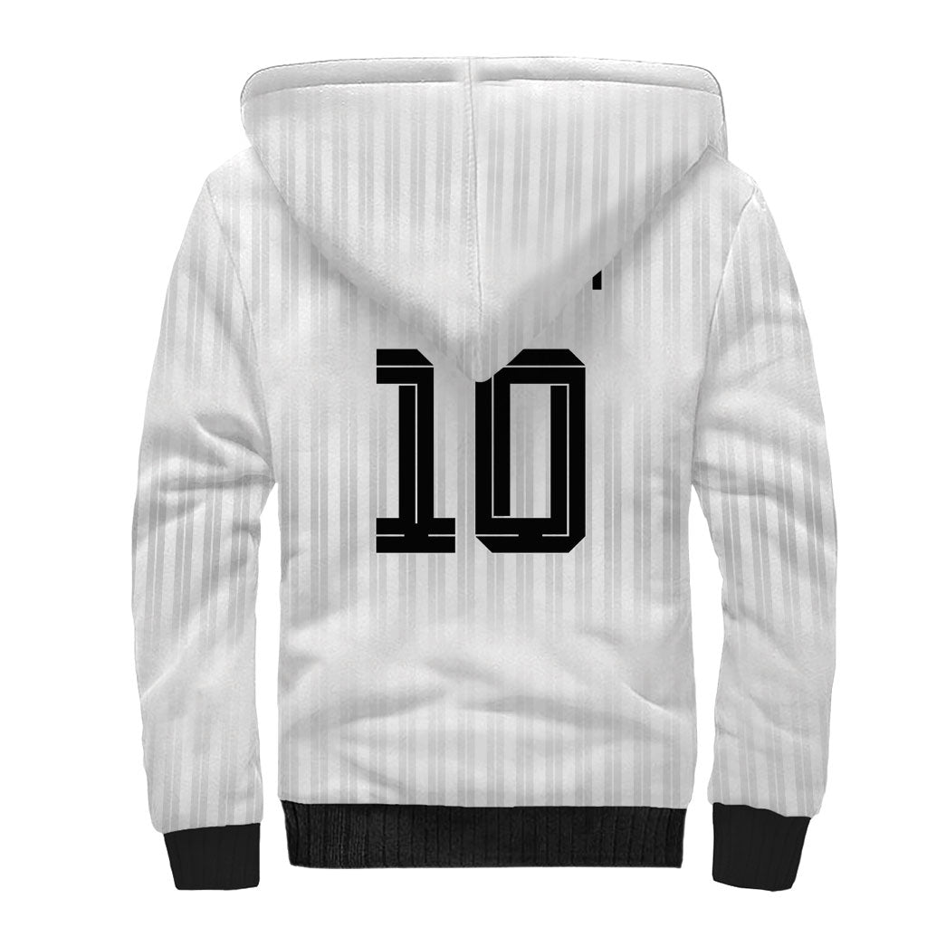 German Football Custom Sherpa Hoodie Retro Geometric Flag Stripe Heritage Shield Design