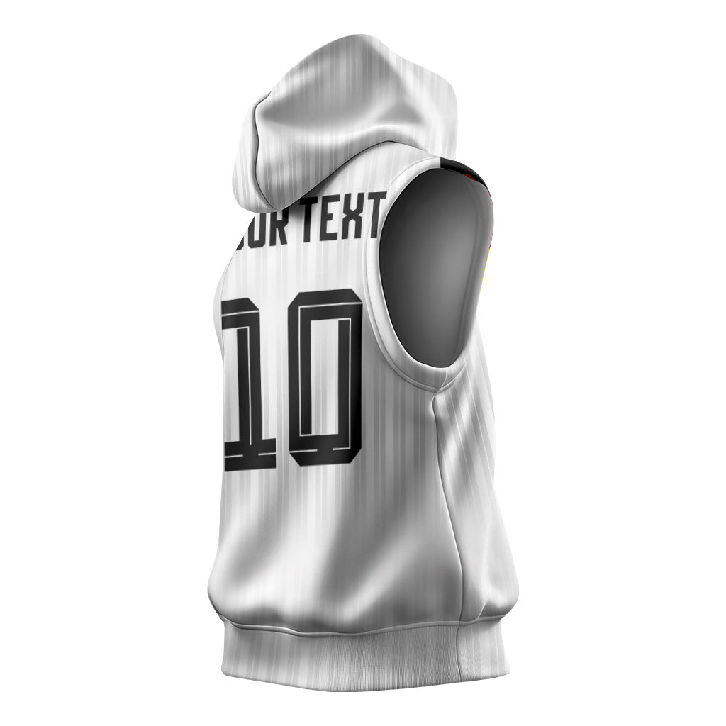 German Football Custom Sleeveless Hoodie Retro Geometric Flag Stripe Heritage Shield Design
