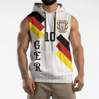 German Football Custom Sleeveless Hoodie Retro Geometric Flag Stripe Heritage Shield Design