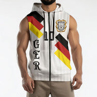 German Football Custom Sleeveless Zip Hoodie Retro Geometric Flag Stripe Heritage Shield Design