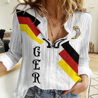 German Football Custom Women Casual Shirt Retro Geometric Flag Stripe Heritage Shield Design