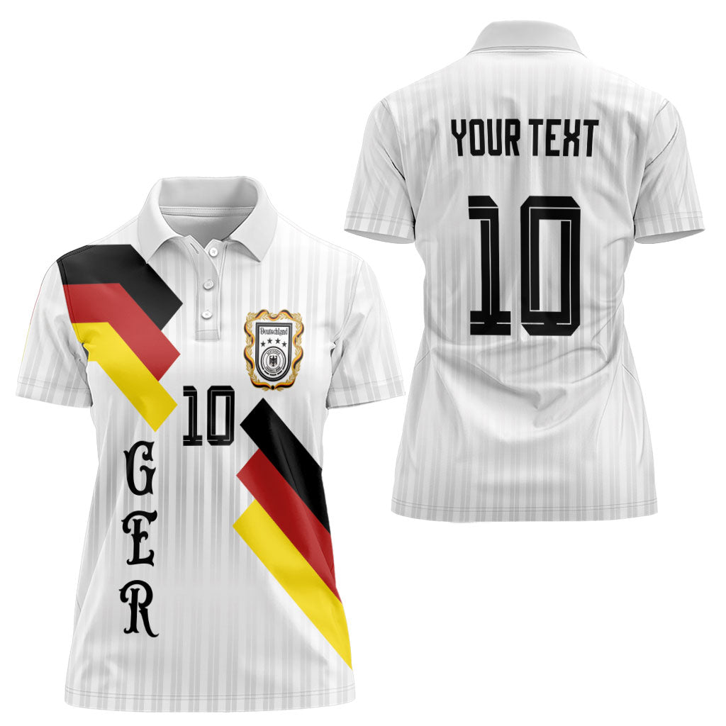 German Football Custom Women Polo Shirt Retro Geometric Flag Stripe Heritage Shield Design