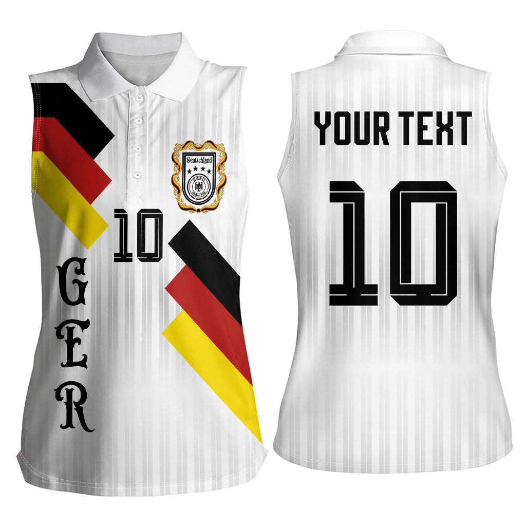 German Football Custom Women Sleeveless Polo Shirt Retro Geometric Flag Stripe Heritage Shield Design