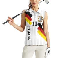 German Football Custom Women Sleeveless Polo Shirt Retro Geometric Flag Stripe Heritage Shield Design