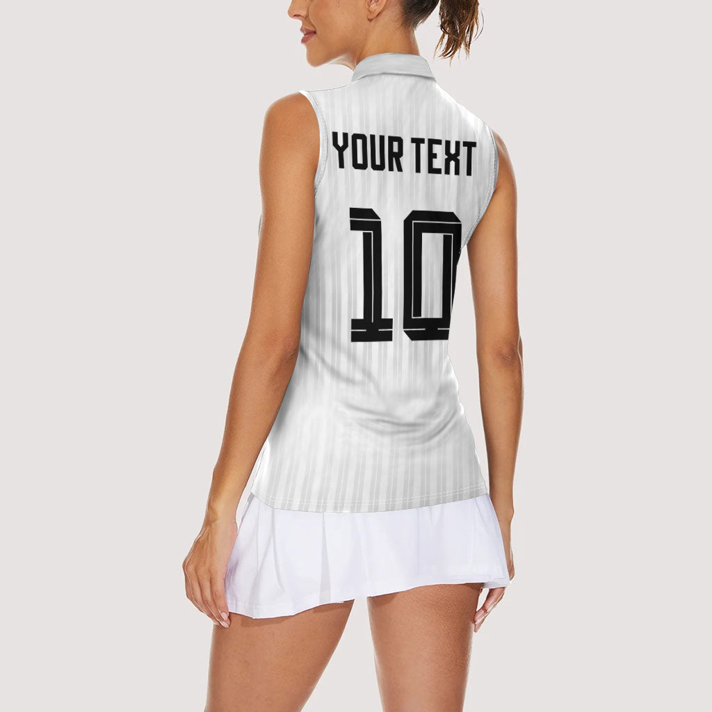 German Football Custom Women Sleeveless Polo Shirt Retro Geometric Flag Stripe Heritage Shield Design