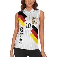 German Football Custom Women Sleeveless Polo Shirt Retro Geometric Flag Stripe Heritage Shield Design