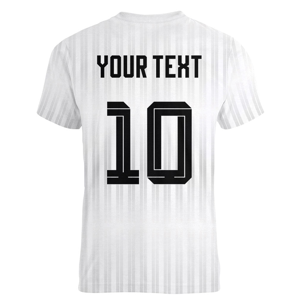German Football Custom Women V-Neck T-Shirt Retro Geometric Flag Stripe Heritage Shield Design