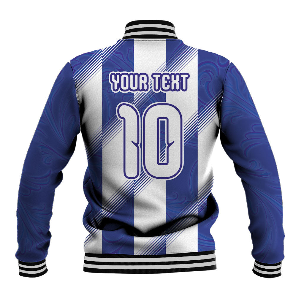 Argentinian Football Custom Baseball Jacket Fileteado Art Style Albiceleste Vertical Stripe