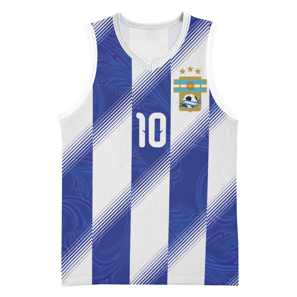 Argentinian Football Custom Basketball Jersey Fileteado Art Style Albiceleste Vertical Stripe