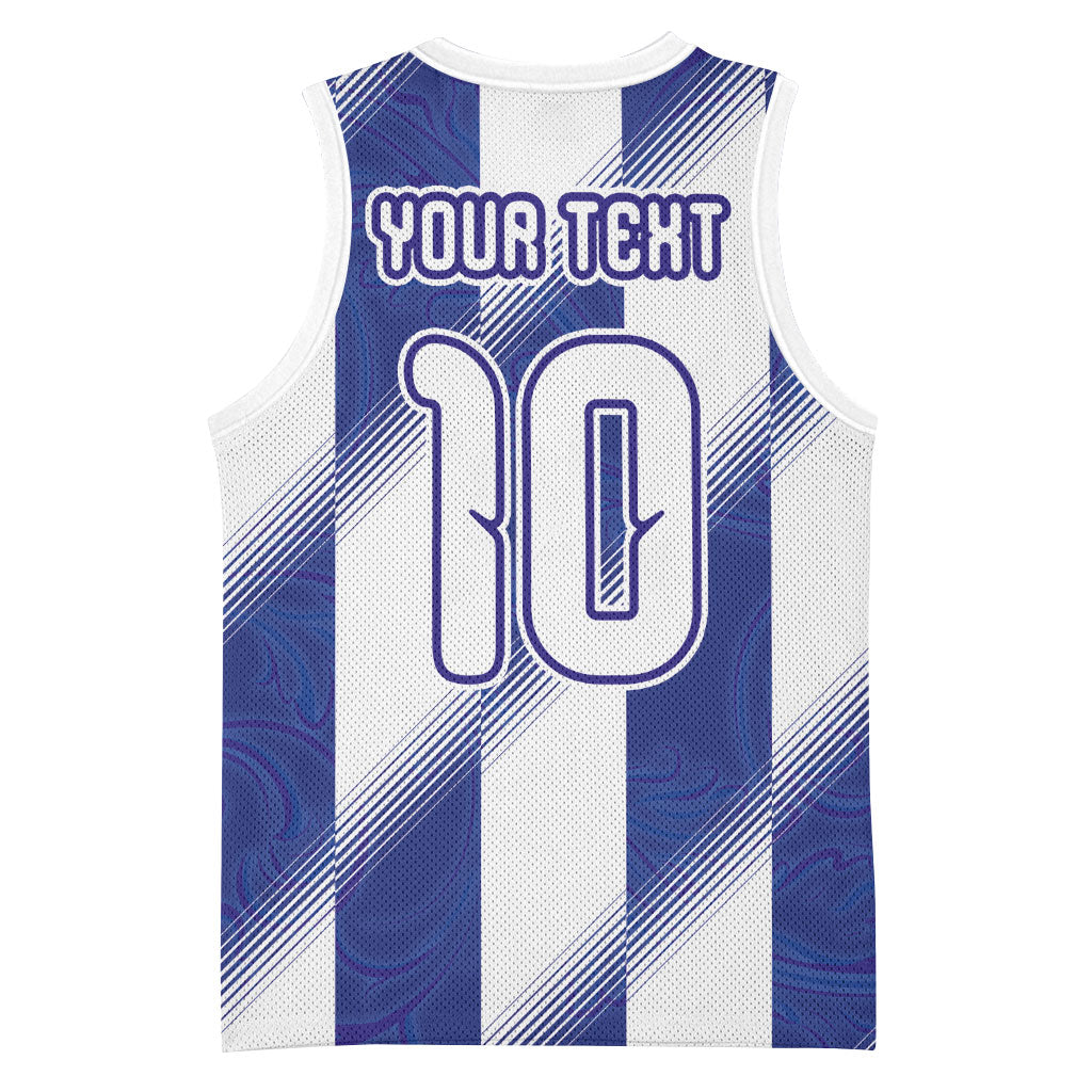 Argentinian Football Custom Basketball Jersey Fileteado Art Style Albiceleste Vertical Stripe