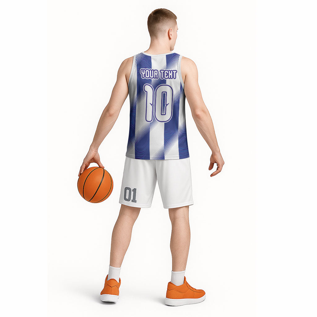 Argentinian Football Custom Basketball Jersey Fileteado Art Style Albiceleste Vertical Stripe