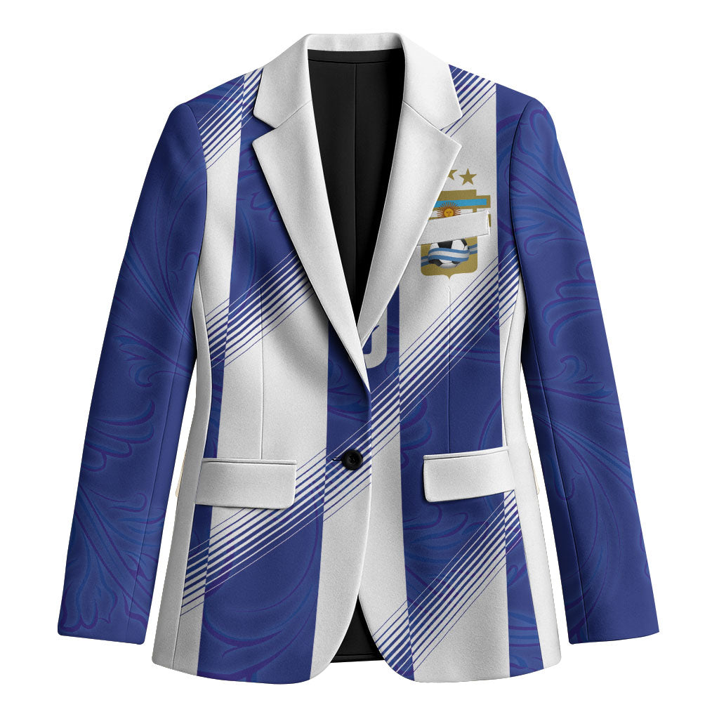 Argentinian Football Custom Blazer Fileteado Art Style Albiceleste Vertical Stripe