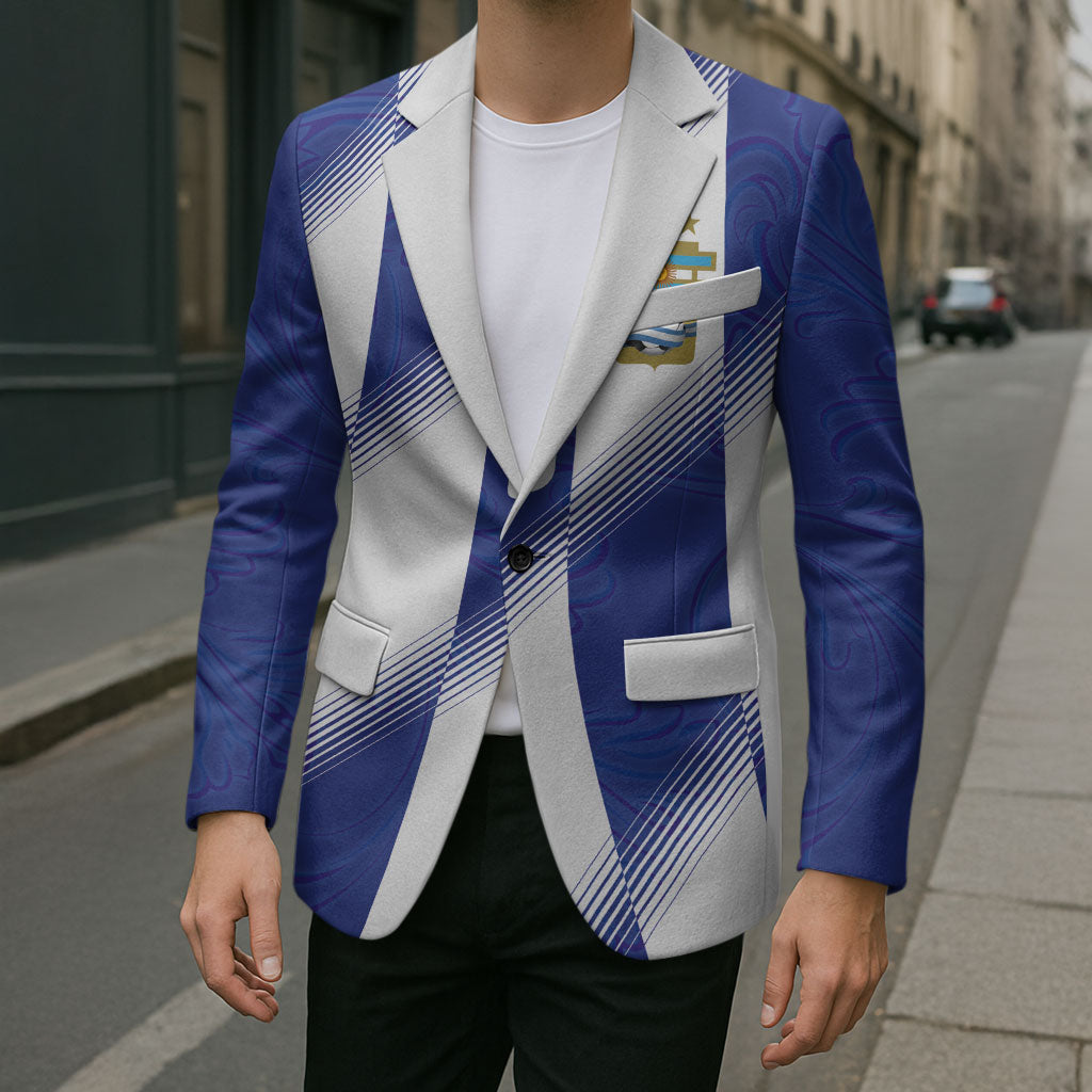Argentinian Football Custom Blazer Fileteado Art Style Albiceleste Vertical Stripe