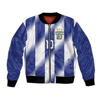 Argentinian Football Custom Bomber Jacket Fileteado Art Style Albiceleste Vertical Stripe