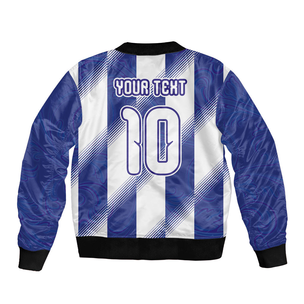 Argentinian Football Custom Bomber Jacket Fileteado Art Style Albiceleste Vertical Stripe