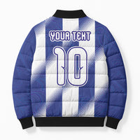 Argentinian Football Custom Bomber Puffer Jacket Fileteado Art Style Albiceleste Vertical Stripe