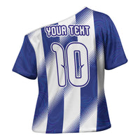 Argentinian Football Custom Cross Shoulder Shirt Fileteado Art Style Albiceleste Vertical Stripe
