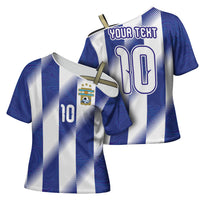 Argentinian Football Custom Cross Shoulder Shirt Fileteado Art Style Albiceleste Vertical Stripe