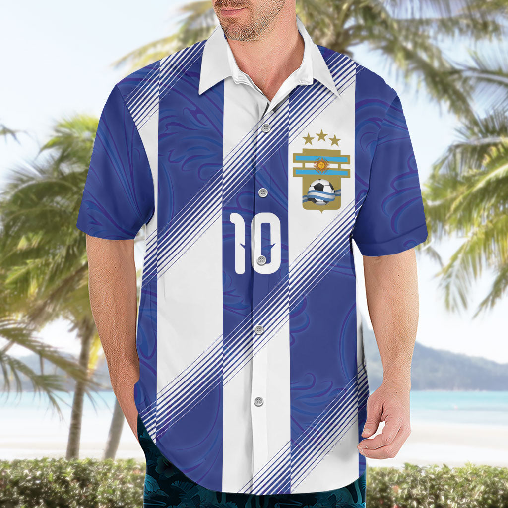 Argentinian Football Custom Hawaiian Shirt Fileteado Art Style Albiceleste Vertical Stripe