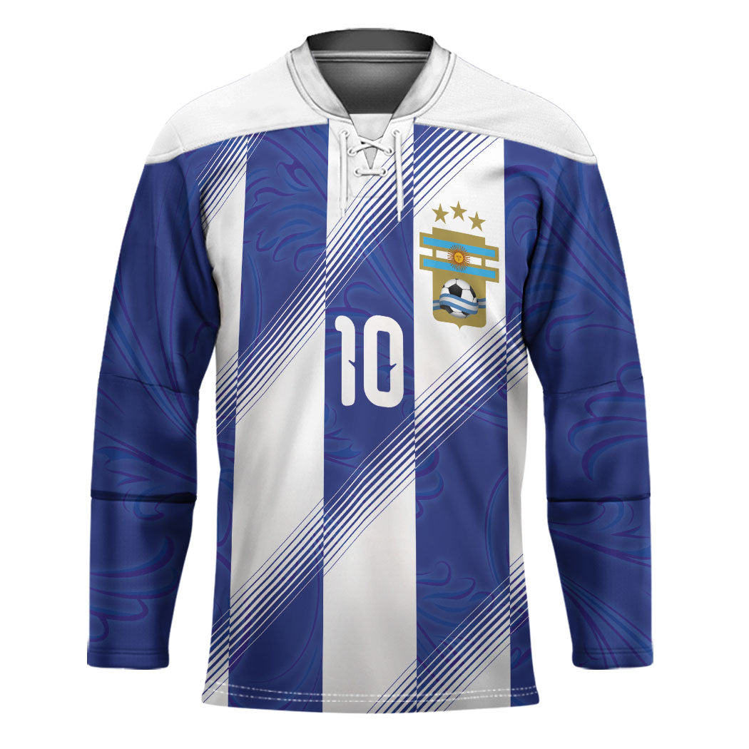 Argentinian Football Custom Hockey Jersey Fileteado Art Style Albiceleste Vertical Stripe