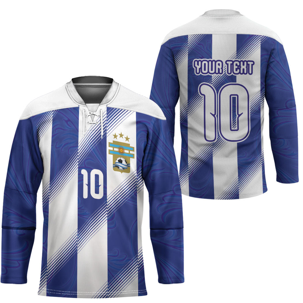 Argentinian Football Custom Hockey Jersey Fileteado Art Style Albiceleste Vertical Stripe